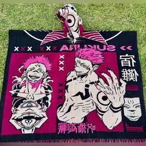 Jujutsu kaisen adult size alpaca poncho, one size, unisex, hooded cape